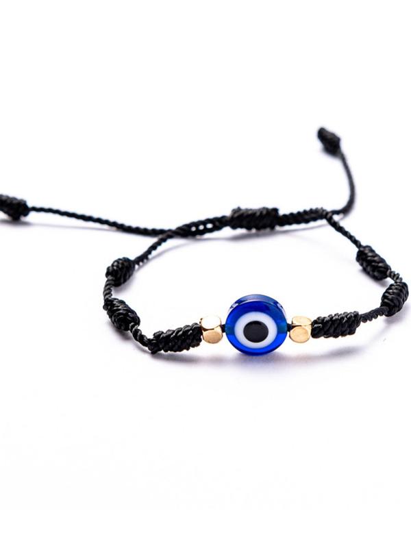 Unisex Summer Simple Style Bracelet with Eye Design,Exquisite Braided Bracelet with Round Charm, Elegant All-match Fashion Accessories for Daily Wear