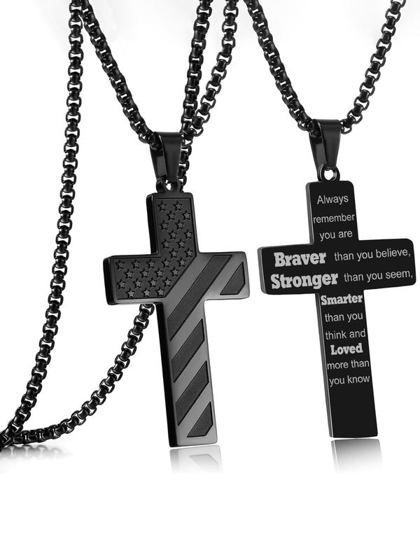 Stainless Steel Cross Pendant Necklace, Fashion Jewelry for Party, Daily Clothing Decor, Trendy All-match & Exquisite Jewelry for Birthday Gift