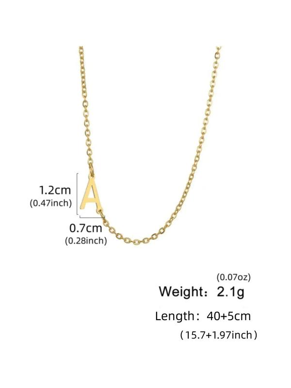 Simple Letter Charm Initial Pendant Necklace for Women for Gift, Stainless Steel Jewelry, Fashion All-match Accessory Back To School for Fall 2024