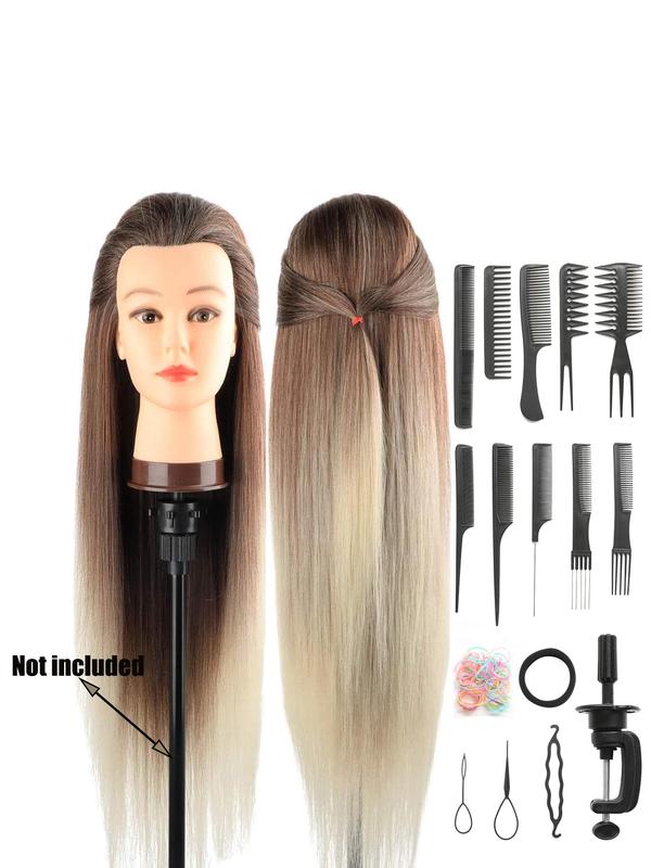 28 Inch Long Synthetic Hair Wig, Hairdressing Head with 10 Combs, Free Clamp and Dity Set, Professional Hair Styling Head for Braiding