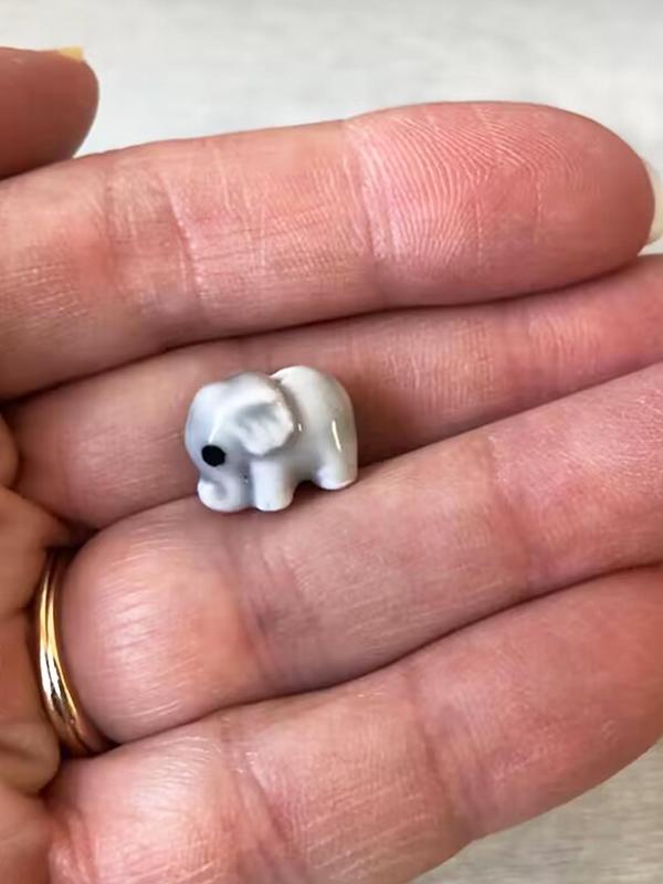 Cute Elephant Design Ceramic Charm, Mini Elephant Good Luck Charm with Encouragement Card, DIY Jewelry Accessories for Women & Girls