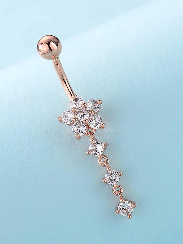 Women's Elegant Rhinestone Decorated Belly Ring, Exquisite Star Design Belly Piercing Stud， Fashionable Body Jewelry for Women for Party Decoration