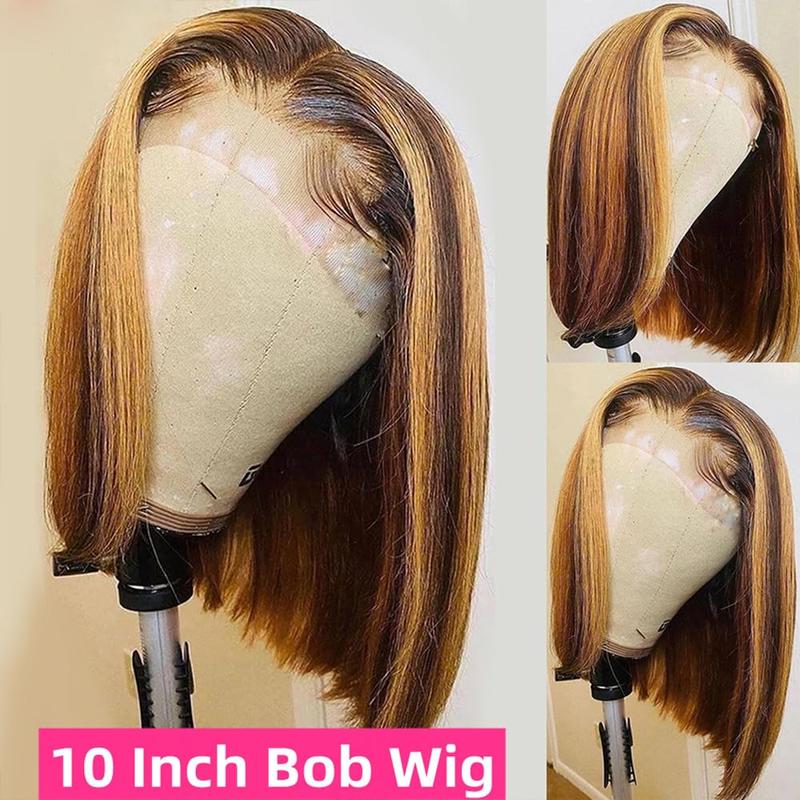 highlighted Ombre Bob Straight Human Hair Wig Highlight Honey Blonde 13x4 Hd transparent Lace Front Wigs Human Hair Pre-Plucked P4 27 Colored hair wigs kinky straight brazilian virgin Kinky Straight