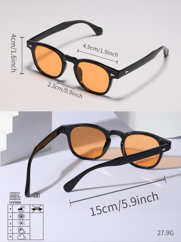 Unisex Vintage Square Frame Sunglasses, Trendy Casual Sunglasses for Everyday Use, Fashion Accessories for Outdoor Activities