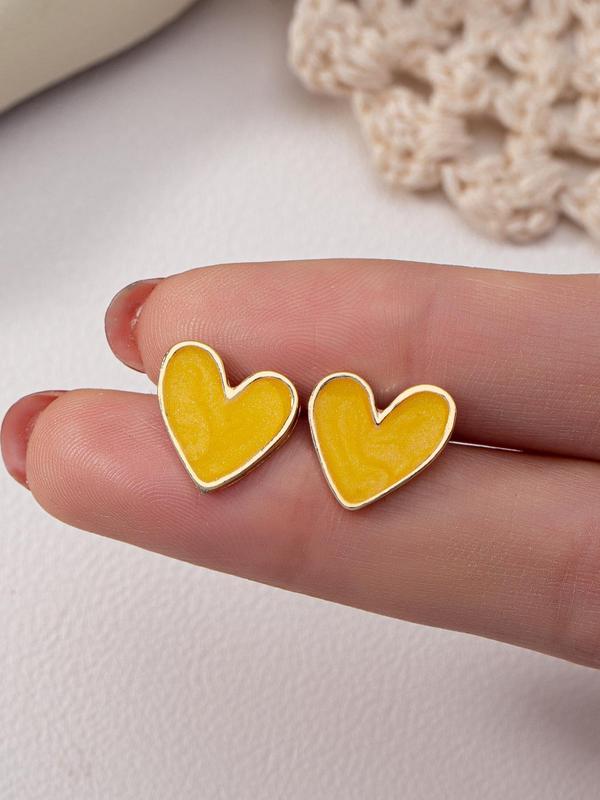 Cute Heart Design Stud Earrings, Fashionable Jewelry for Women, Fashion Jewelry for Party, Daily Clothing Decor, Trendy All-match & Exquisite Jewelry for Birthday Gift