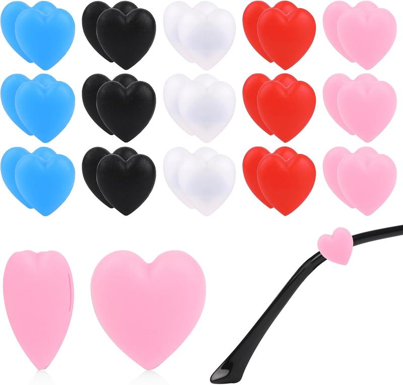 12 Pairs  Glasses Ear Grip Anti-Slip Holder for Sunglasses Eyeglasses Ear Grips Glasses Grip Eyeglass Temple Tip Sleeve Holder Heart-Shaped Retainers Soft Hooks