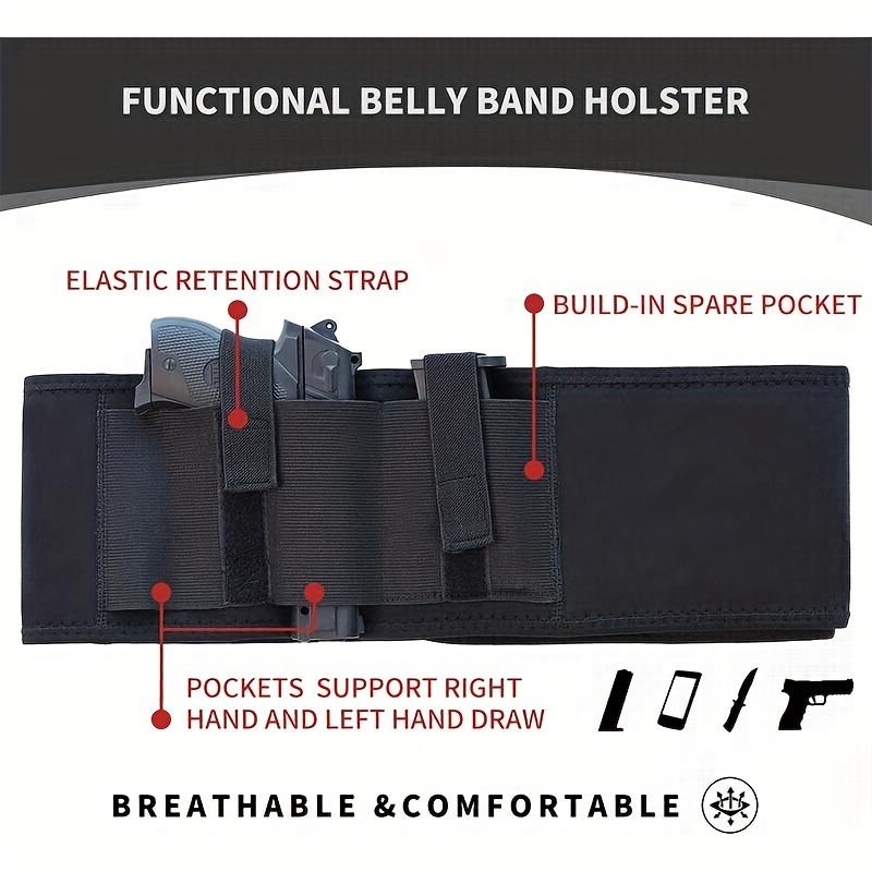 Universal Concealed Abdominal Belt Holster - Compatible with G-series, Luger, M&P Shield, Sig Sauer, Beretta, 1911, and More, Left and Right Hand, with Magazine Bag for Women and Men