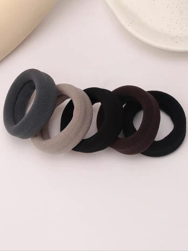 Solid Color High Stretch Hair Ties, Casual Simple Hair Accessories for Women & Girls, Minimalist Headwear Suitable for Thick Hair