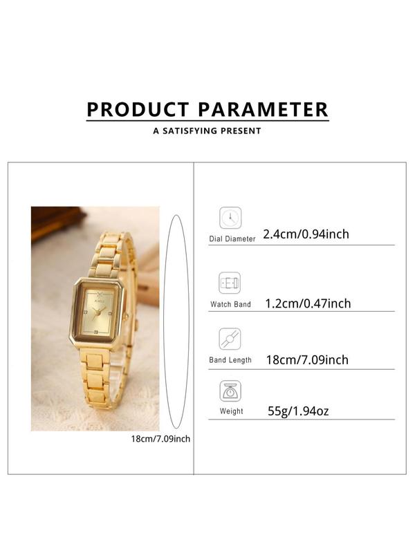 Women's Elegant Fashion Rectangle Dial Quartz Watch, without Box, Fashion Watch for Party, Daily Decor, Trendy All-match & Exquisite Watch for Birthday Gift