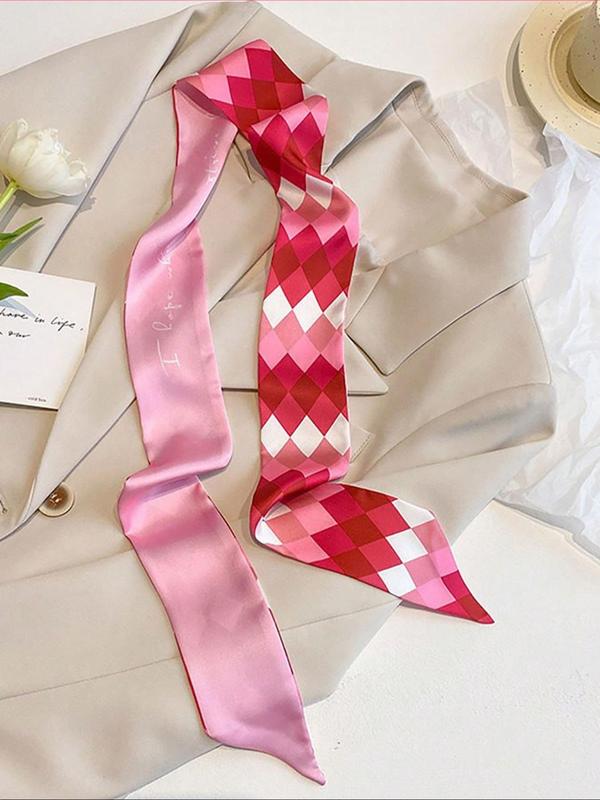 Women's Elegant Random Plaid Pattern Hair Bands, Casual Trendy Silk Scarf, Fashionable Hair Accessories for Daily Use