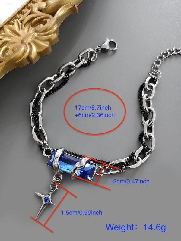 Easter Fashion Celestial Body and Rhinestone Decorated Titanium Steel Bracelet, Summer Trendy Chain Wrap Design Bracelet, Street Hip Hop Party Jewelry Accessories for Men and Women