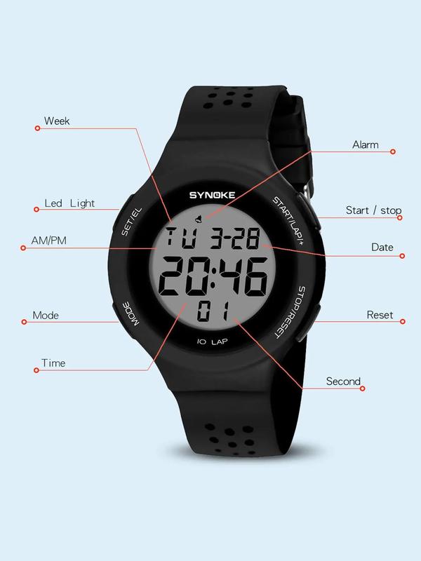 Unisex Casual Sportive Digital Watch with Luminous Dial & Waterproof Feature, Wristwatch with Alarm Mode & Stopwatch Function, Trendy Date Display Multifunctional Watch As Gift Without Box