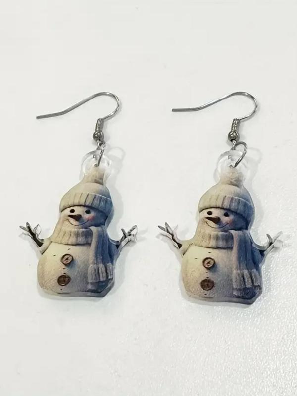 Cute Cartoon Snowman Design Dangle Earrings, Fashionable Acrylic Jewelry for Women, Trendy All-match & Exquisite Jewelry for Birthday Gift