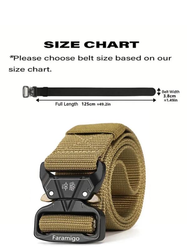 Solid Color Nylon Tape Belt for Men and Women, Quick Release Buckle Belt, Military Tactical Belt, 2024 Matching Outfit for Back To School, Fall Outfits, Earthtone Fall Freshness