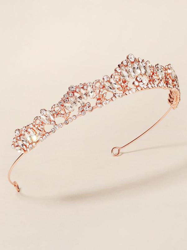 Women's Alloy Rhinestone Decor Crown Bridal Headband, Trendy Elegant Bridal Crown, Stylish Hair Accessories for Wedding Party Hairstyle Ideas