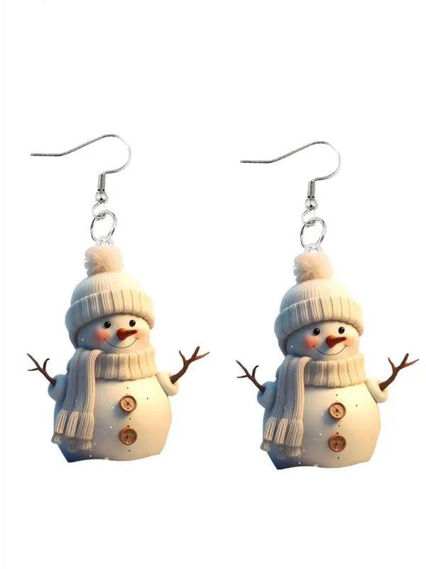 Cute Cartoon Snowman Design Dangle Earrings, Fashionable Acrylic Jewelry for Women, Trendy All-match & Exquisite Jewelry for Birthday Gift