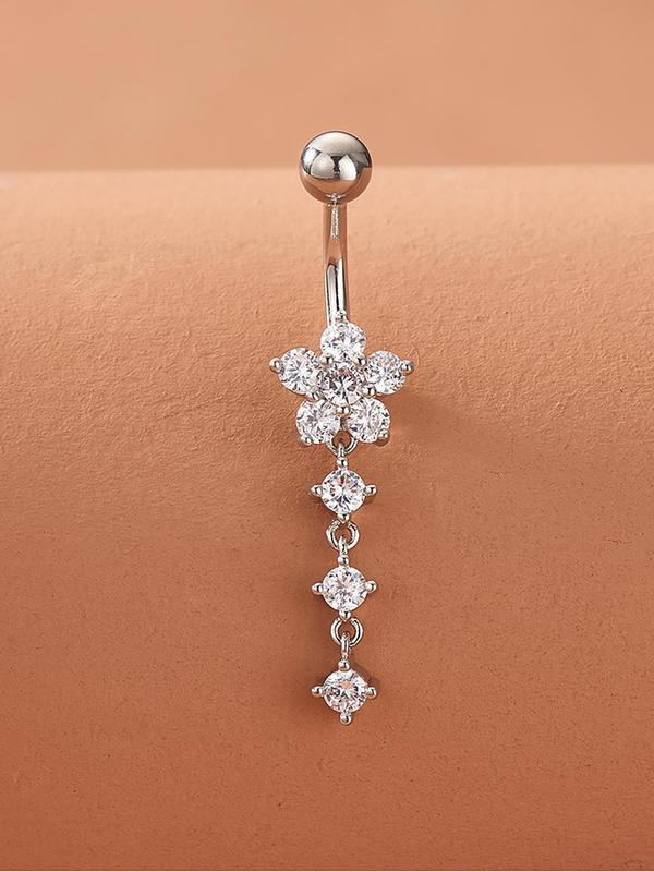 Women's Elegant Rhinestone Decorated Belly Ring, Exquisite Star Design Belly Piercing Stud， Fashionable Body Jewelry for Women for Party Decoration