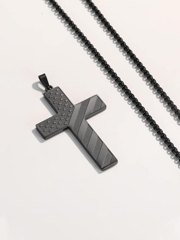 Stainless Steel Cross Pendant Necklace, Fashion Jewelry for Party, Daily Clothing Decor, Trendy All-match & Exquisite Jewelry for Birthday Gift