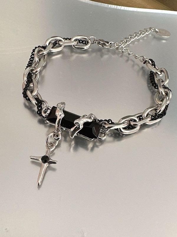 Easter Fashion Celestial Body and Rhinestone Decorated Titanium Steel Bracelet, Summer Trendy Chain Wrap Design Bracelet, Street Hip Hop Party Jewelry Accessories for Men and Women