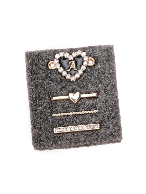 Heart & Letter Design Watch Band Charms, Rhinestone Decor Watch Band Accessories for Women & Girls, Trendy All-match & Exquisite Watch Accessories for Birthday Gift