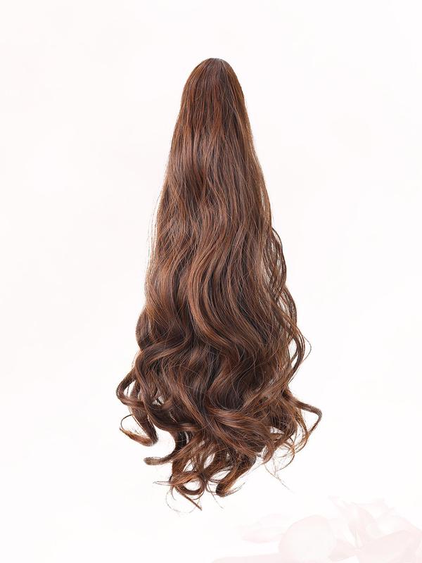 18 24 Inch Long Curly Wavy Clip in Synthetic Wigs, Synthetic Hair Extensions for Women, Natural Fluffy Ponytail Extension, Synthetic Hairpiece for Daily Use