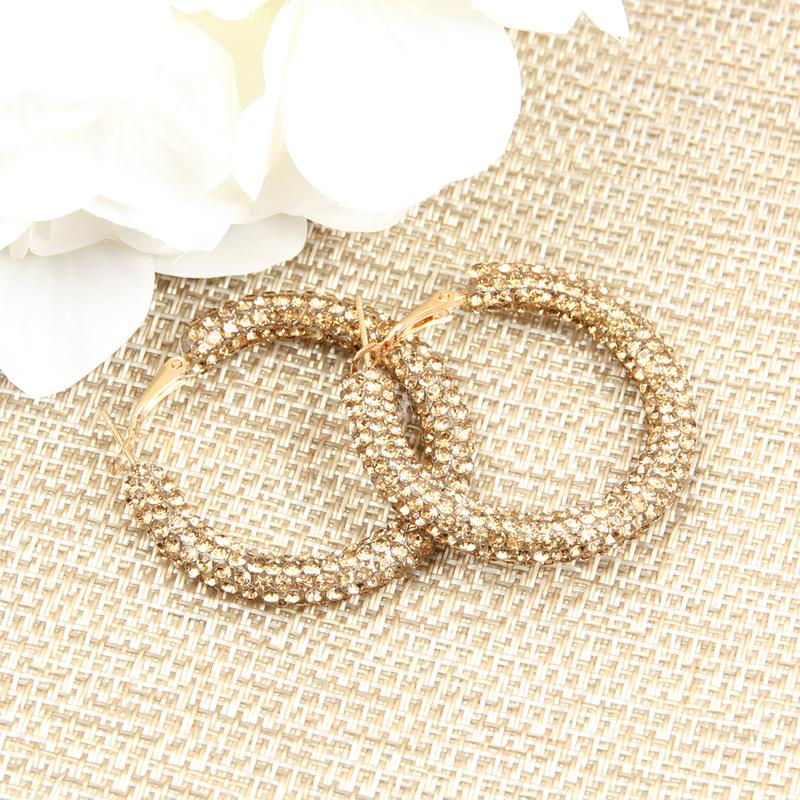 Dazzling Rhinestone-Coated Hoop Earrings