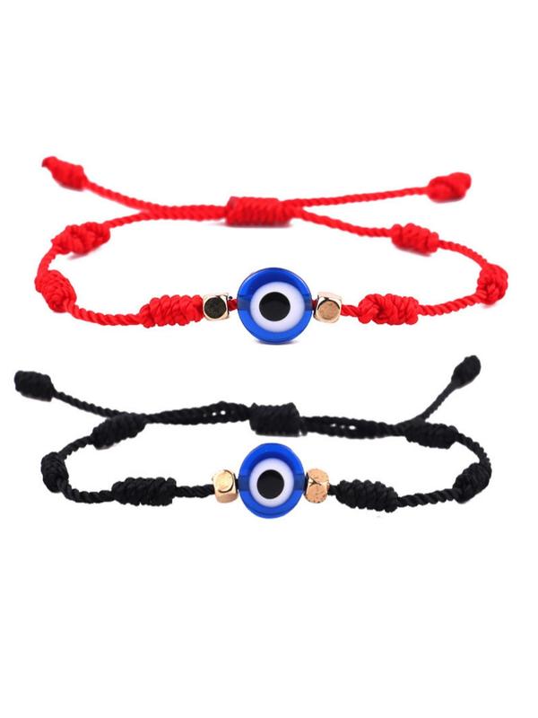 Unisex Summer Simple Style Bracelet with Eye Design,Exquisite Braided Bracelet with Round Charm, Elegant All-match Fashion Accessories for Daily Wear