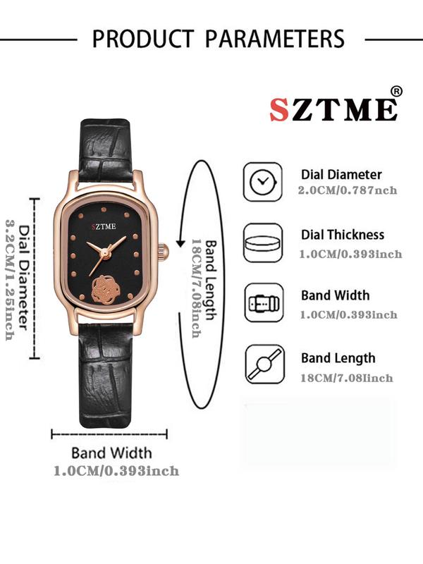 Women's Elegant Rectangle Dial Quartz Watch, Fashionable Watch for Women & Girls, Trendy All-match & Exquisite Watch for Birthday Gift