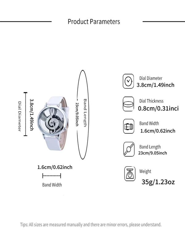 Women's Fashion Music Note Design Quartz Watch, Fashion Watch for Party, Daily Decor, Trendy All-match & Exquisite Watch for Birthday Gift without Box