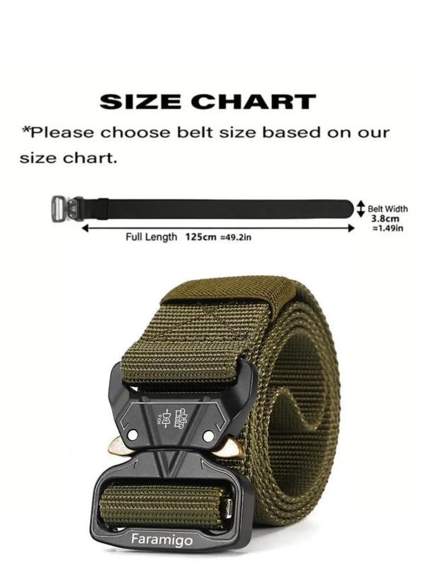 Solid Color Nylon Tape Belt for Men and Women, Quick Release Buckle Belt, Military Tactical Belt, 2024 Matching Outfit for Back To School, Fall Outfits, Earthtone Fall Freshness