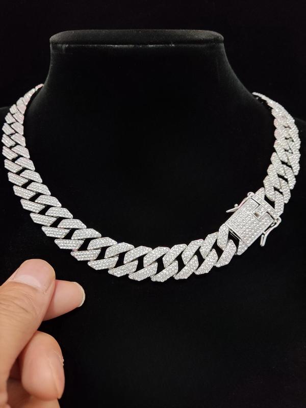 Rhinestone Decor Cuban Chain Necklace for Men & Women, Chains for Men, 2024 New Style Hip Hop Iced Out Jewelry for Party, Daily, Back To School As Anniversary Gift