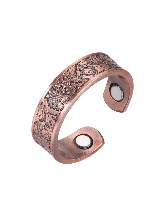 Men's Street Style Copper Magnetic Design Ring, Trendy Retro Thumb Ring, Fashion Vintage Jewelry for Party, Daily Clothing Decor As Gift