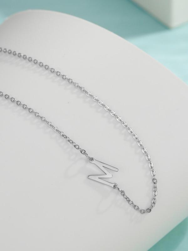 Simple Letter Charm Initial Pendant Necklace for Women for Gift, Stainless Steel Jewelry, Fashion All-match Accessory Back To School for Fall 2024