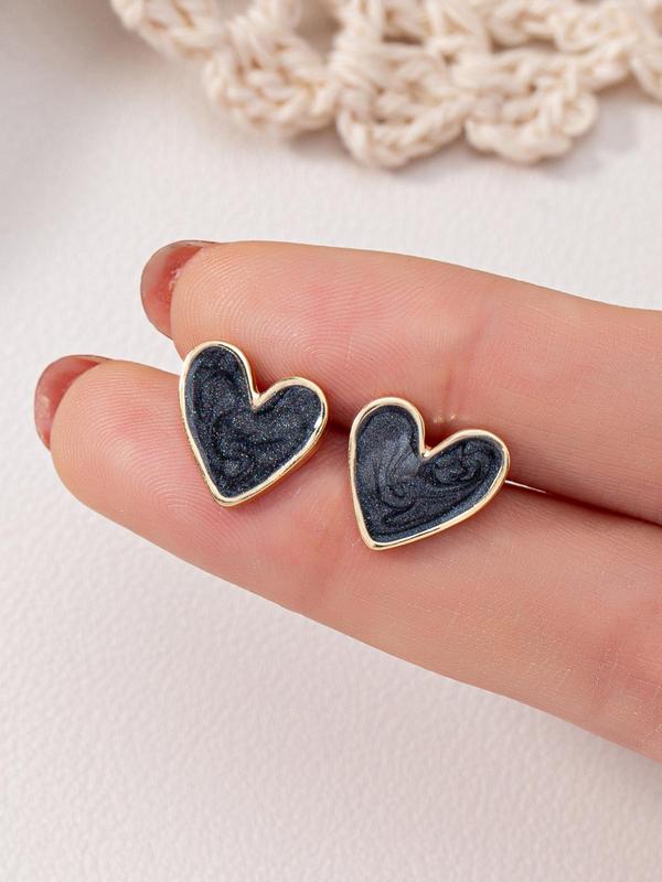 Cute Heart Design Stud Earrings, Fashionable Jewelry for Women, Fashion Jewelry for Party, Daily Clothing Decor, Trendy All-match & Exquisite Jewelry for Birthday Gift