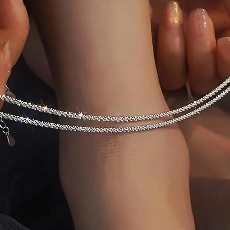 Double glitter anklets, waterproof anklets that do not fade, adjustable anklets for women, delicate anklets can be used as a beautiful gift