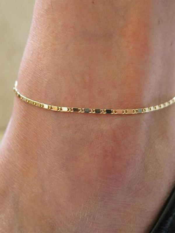 Women's Elegant Minimalist Chain Anklet,  Trendy Chain Anklet, Chic All-match Vintage Jewelry for Summer Beach Vacation Decor