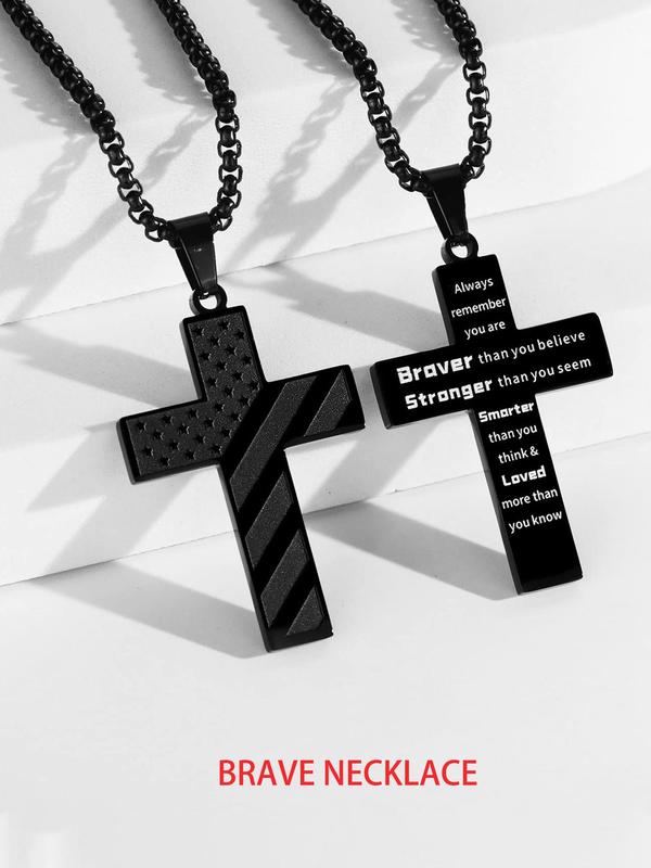 Stainless Steel Cross Pendant Necklace, Fashion Jewelry for Party, Daily Clothing Decor, Trendy All-match & Exquisite Jewelry for Birthday Gift