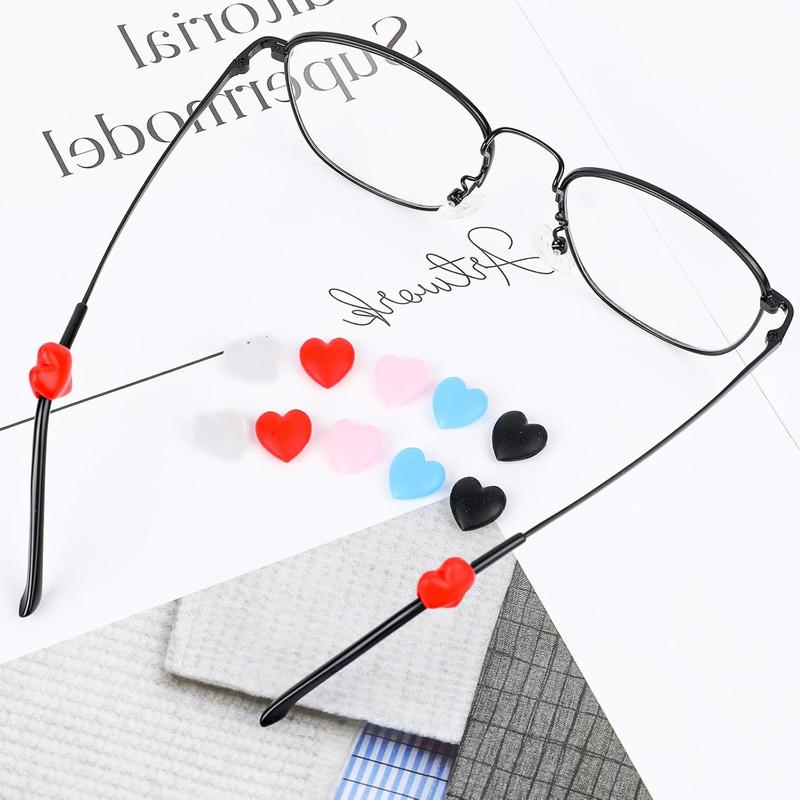 12 Pairs  Glasses Ear Grip Anti-Slip Holder for Sunglasses Eyeglasses Ear Grips Glasses Grip Eyeglass Temple Tip Sleeve Holder Heart-Shaped Retainers Soft Hooks