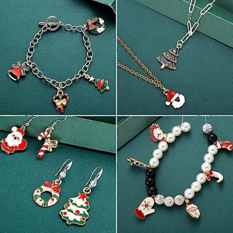 Christmas Themed Alloy Pendant, 50pcs set Mini Cute Snowman & Elk & Santa Claus Pendant, DIY Jewelry Making Supplies for Bracelet & Necklace