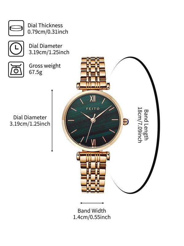 Women's Elegant Round Dial Analog Quartz Watch, Simple Plain Trendy Wristwatch, Fashionable Watch for Women As Gift