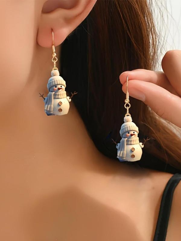 Cute Cartoon Snowman Design Dangle Earrings, Fashionable Acrylic Jewelry for Women, Trendy All-match & Exquisite Jewelry for Birthday Gift