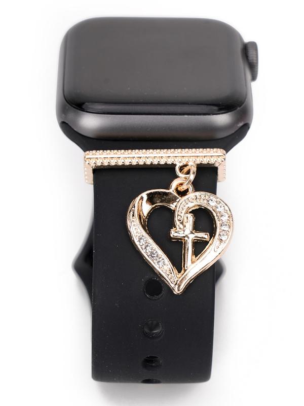 Heart Shaped Watch Band Ornament, Rhinestone Decor Watch Band Charm, Watch Strap Decorative Ring, Watch Accessories for Women & Girls