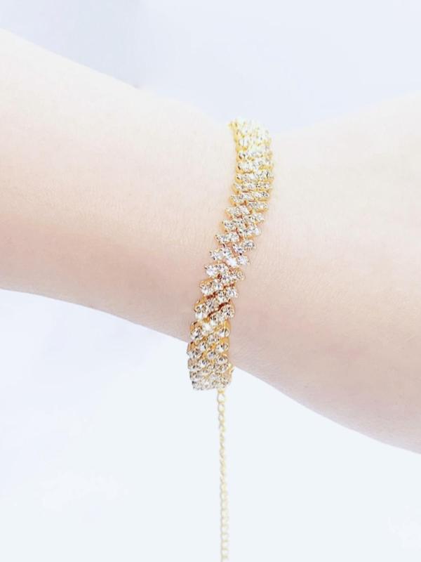 Women's Elegant Rhinestone Decorated Anklet,  Simple Trendy Alloy Anklet, Fashionable Body Jewelry for Daily & Party Decoration