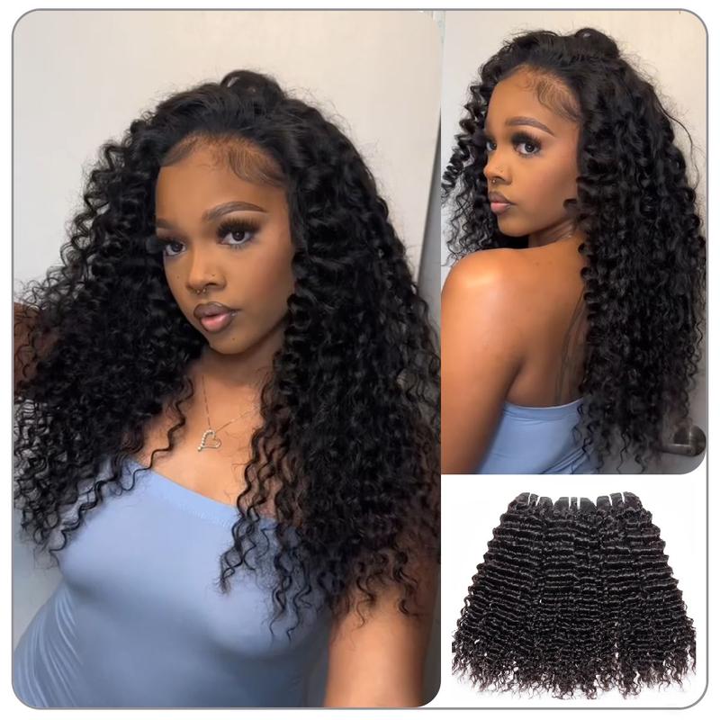 [Wequeen] Budget Friendly 10A Grade Brazilian Virgin 100% Human Hair Deep Wavy Kinky Curly Quick Weave Sew in Glue in Viral Hair Bundles