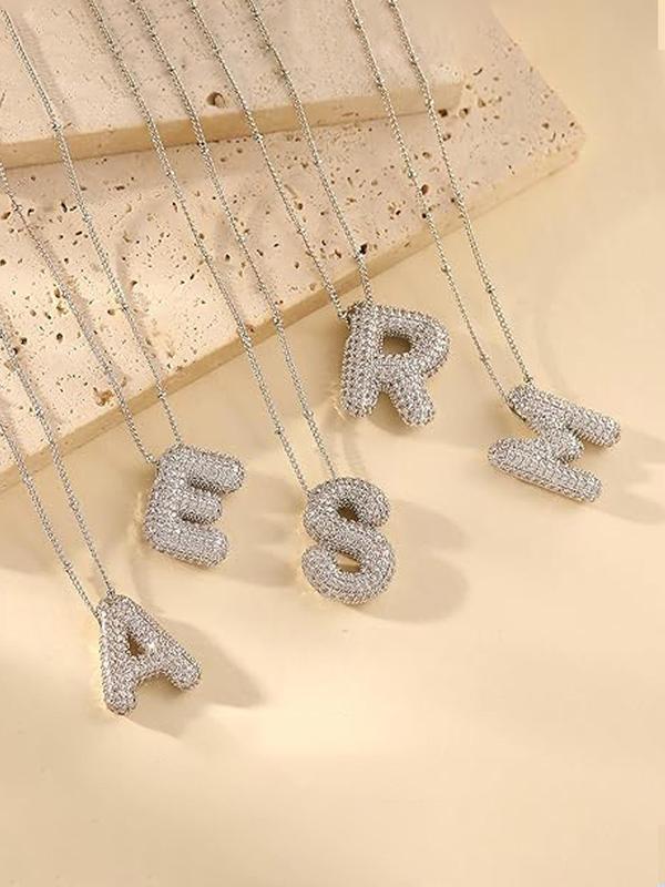 Rhinestone Decorated Bubble Letter Pendant Necklace for Women & Men, Fashion Jewelry for Party, Daily Clothing Decor, Trendy All-match & Exquisite Jewelry for Birthday Gift