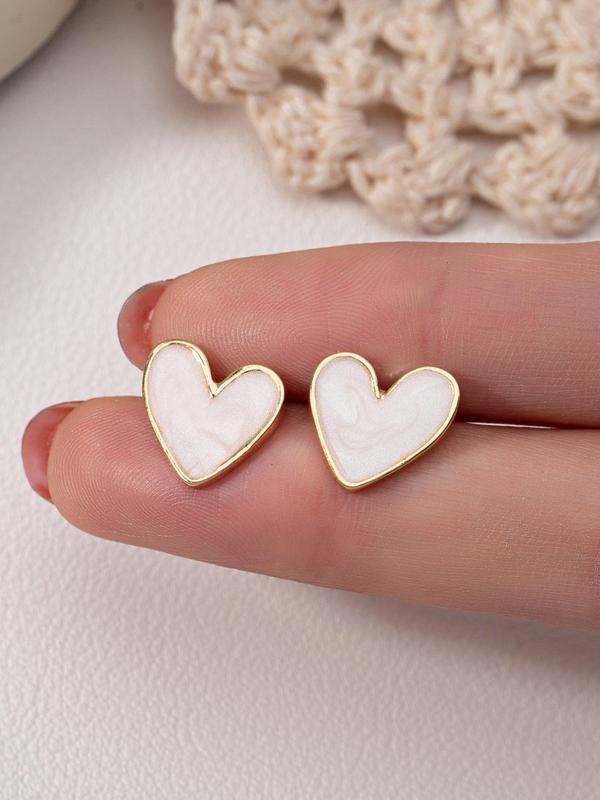 Cute Heart Design Stud Earrings, Fashionable Jewelry for Women, Fashion Jewelry for Party, Daily Clothing Decor, Trendy All-match & Exquisite Jewelry for Birthday Gift