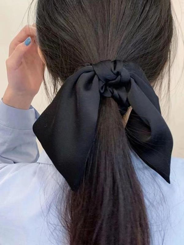 Solid Color Ruched Design Hair Tie, Casual Versatile Long Tail Hair Accessories for Women, Fashion Hair Accessories for Party, Daily Decor