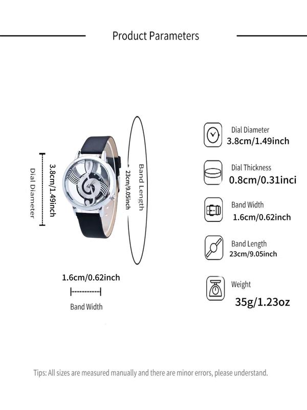 Women's Fashion Music Note Design Quartz Watch, Fashion Watch for Party, Daily Decor, Trendy All-match & Exquisite Watch for Birthday Gift without Box