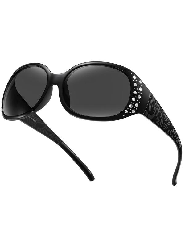 Vintage Rhinestone Decorated Oval Frame Sunglasses, Trendy Sunglasses for Everyday Use, Fashion Accessories for Outdoor Activities