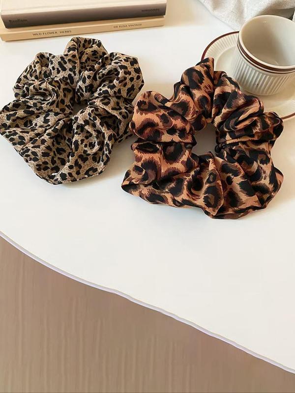 Leopard Print Hair Tie Set, High Stretch Scrunchies, Elegant Hair Accessories for Women & Girls, Minimalist Headwear Suitable for Daily and Casual Party